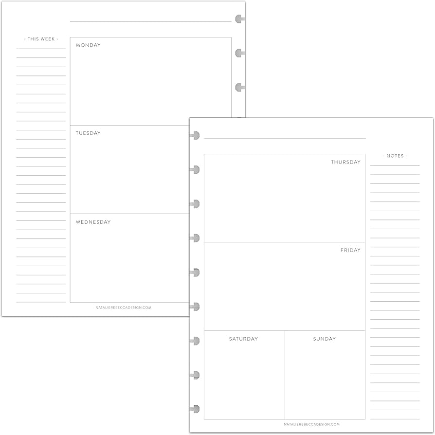 Amazon BetterNote Horizontal Undated Calendar Refill Pages 