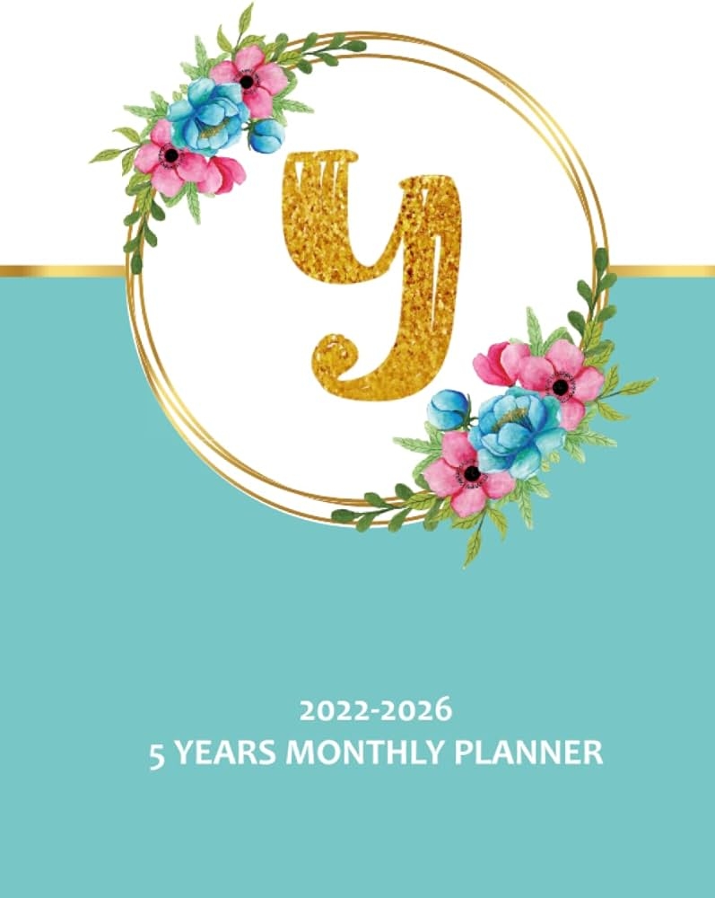 Amazon Initial Monogram Letter Y 2022 2026 5 Years Monthly 