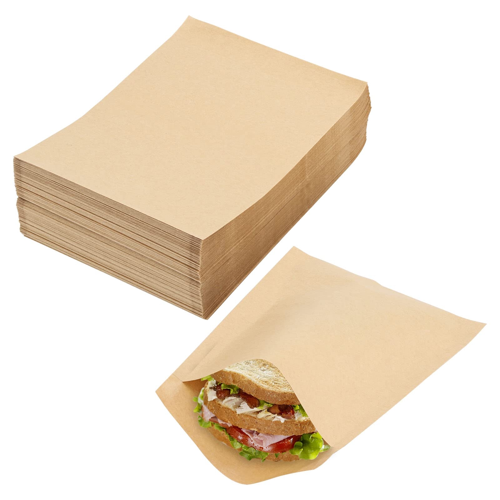 Amazon Kraft Paper Treats Bags 200 Pcs Brown Flat Wax lined 