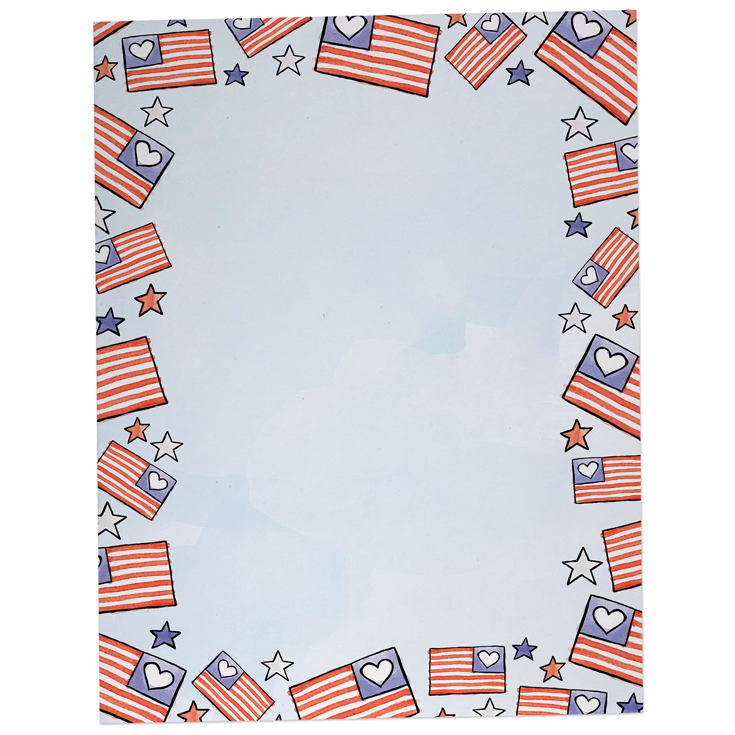 American Flag Border 60 Sheets Patriotic Stationery Patriotic 