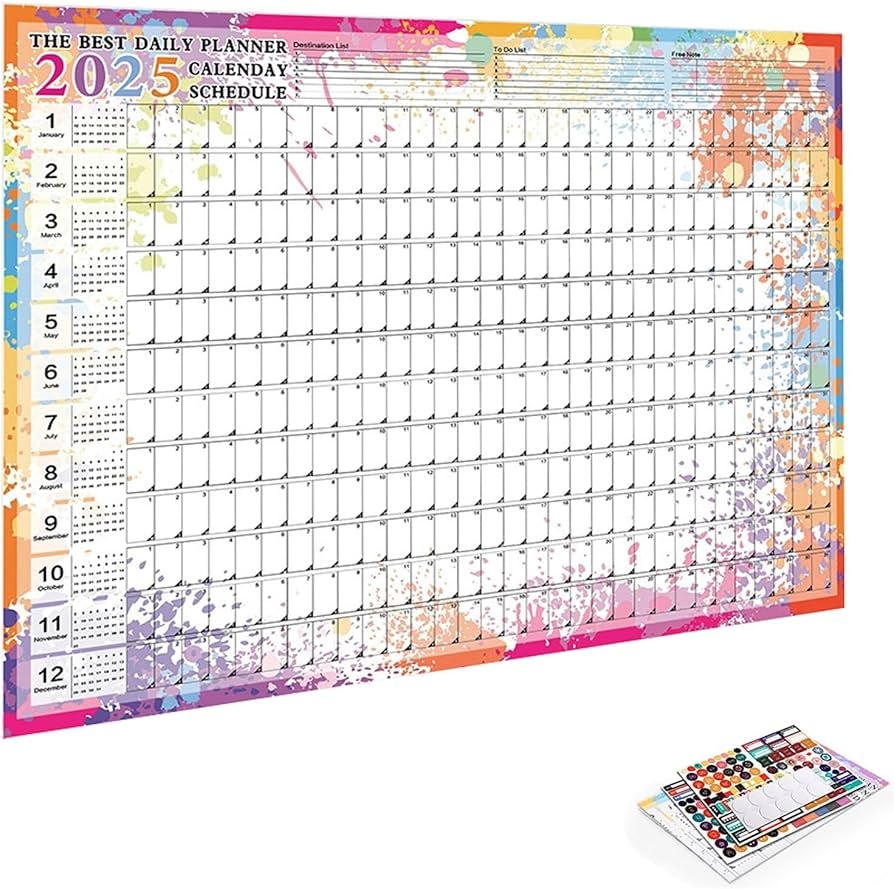 Annual Calendar 2025 2025 Kraft Paper Foldable Wall Calendar 365 