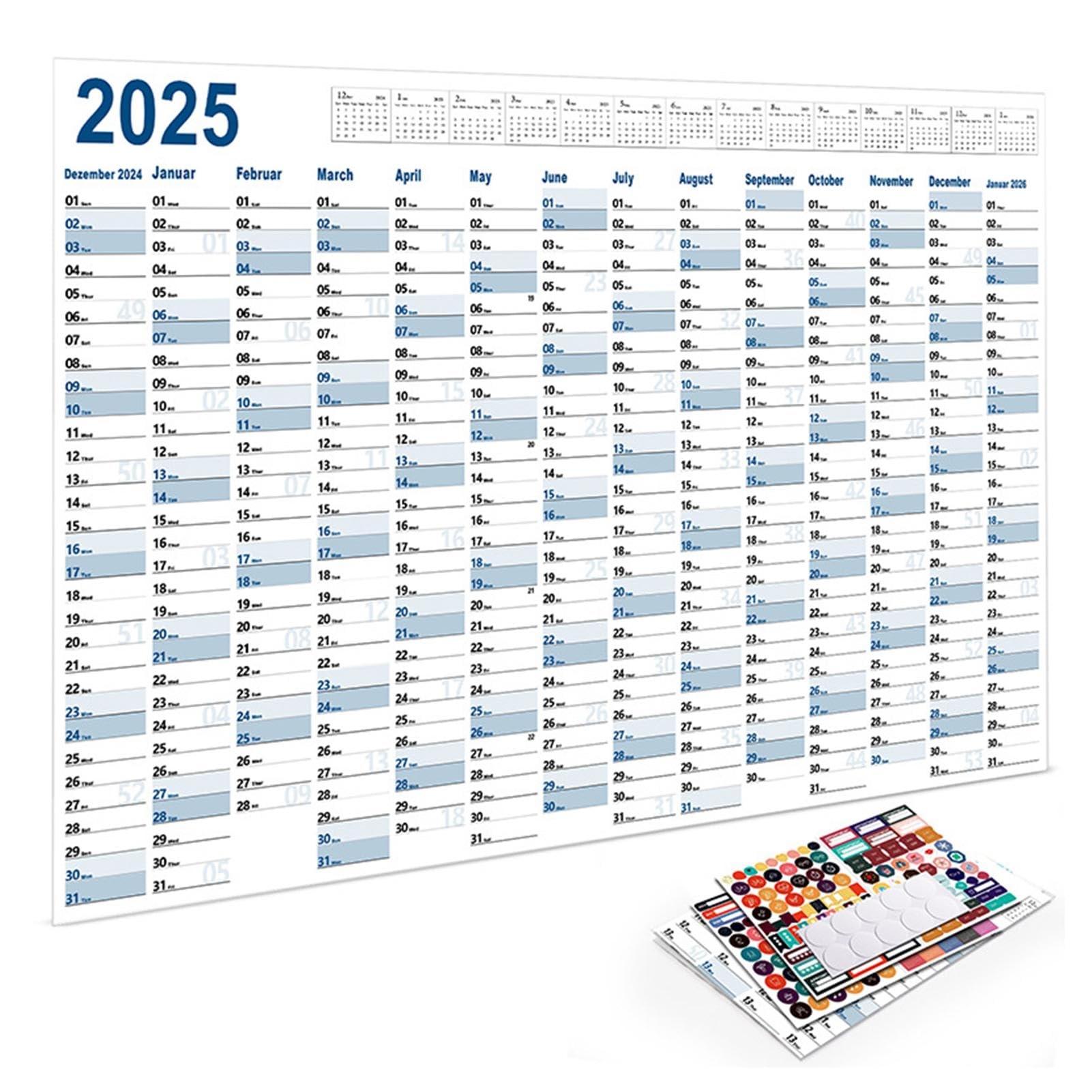 Annual Calendar 2025 Wall Poster Calendar 2025 365 Days Kraft 