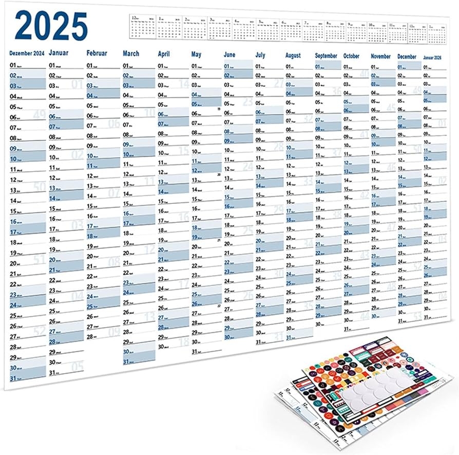 Annual Calendar 2025 Wall Poster Calendar 2025 365 Days Kraft 