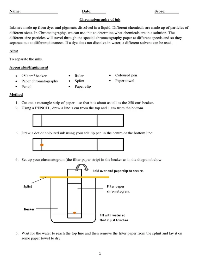 Paper Chromatography Worksheet