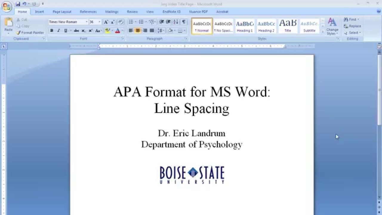 APA Format For Microsoft Word Line Spacing