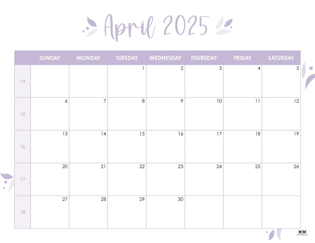 Blank Printable Calendar April