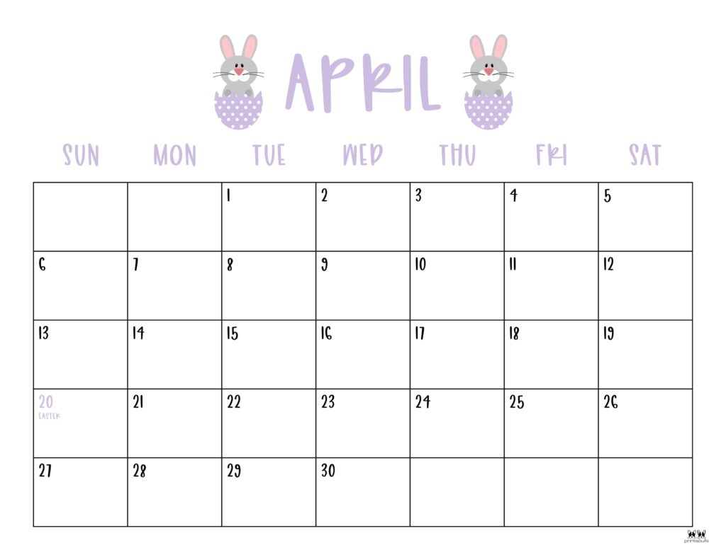 Printable Blank April Calendar
