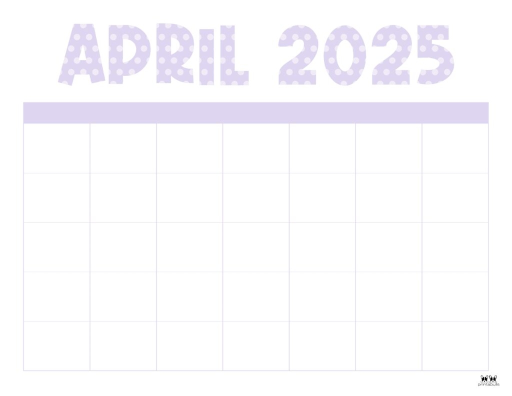 Blank April Calendar Printable