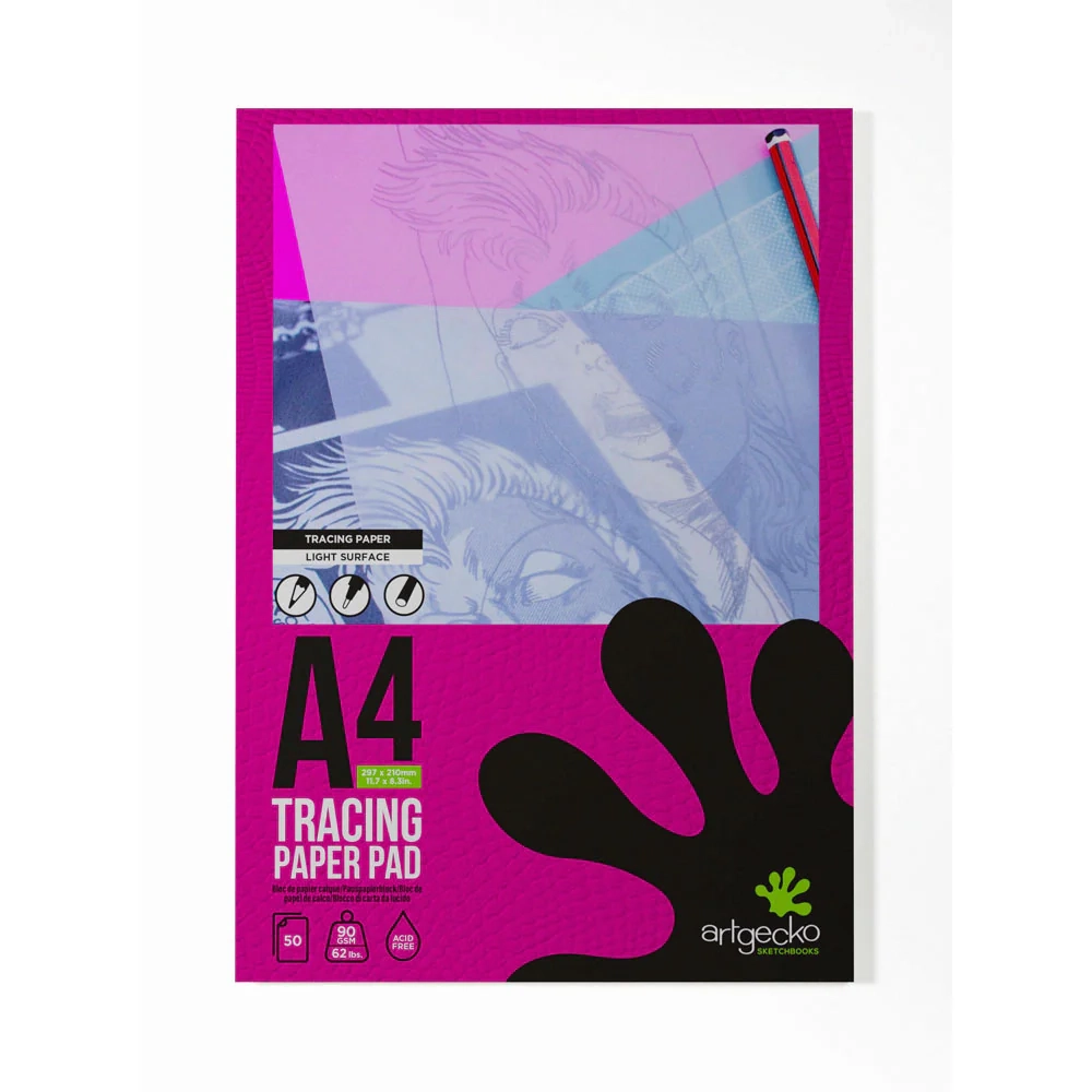 ArtGecko Pro Tracing Pad A4 50 Sheets 90gsm Light Surface Paper 
