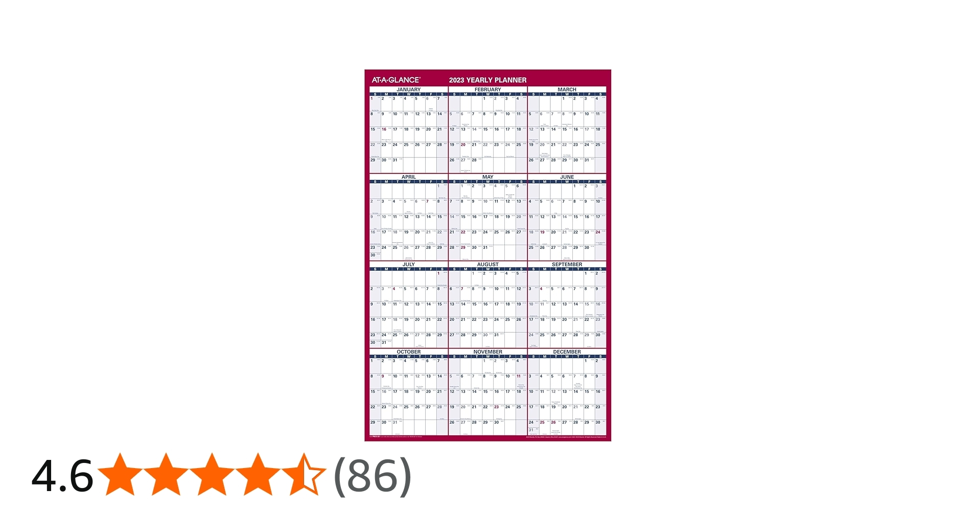 At A Glance Calendar Planner