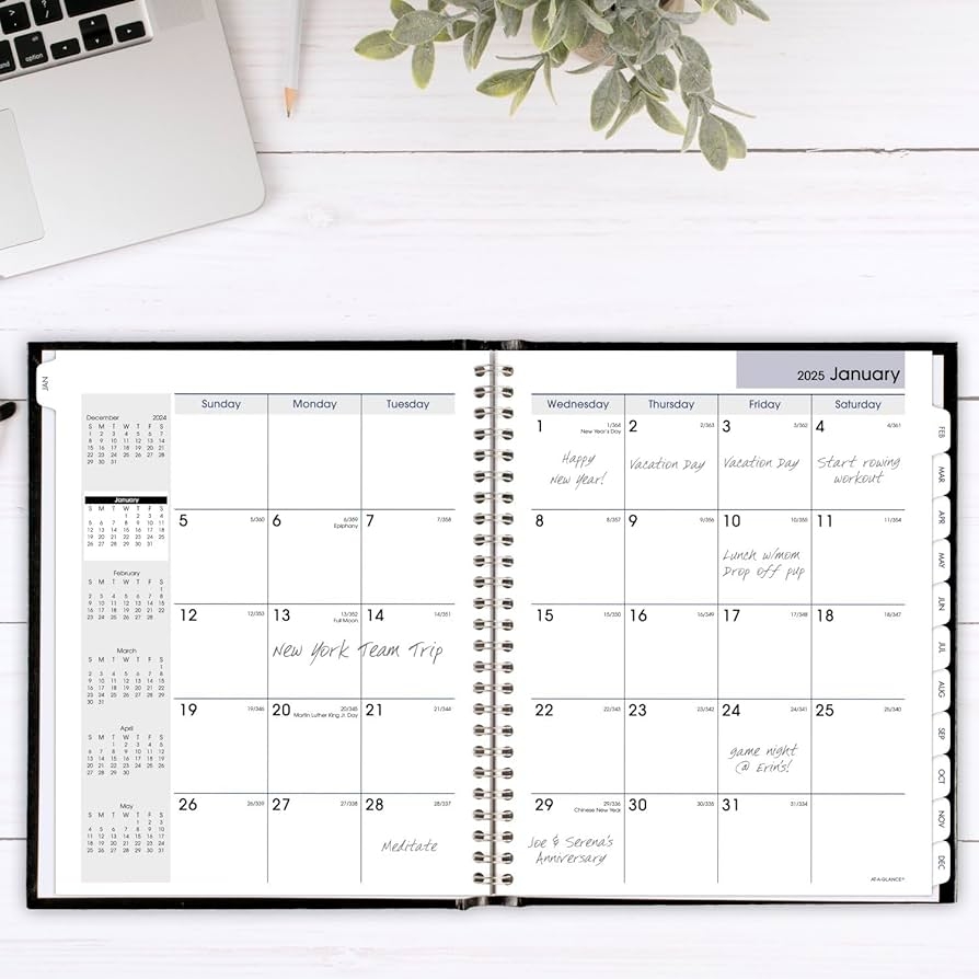 AT A GLANCE 2025 Monthly Diary 7 X 8 5 Medium Hard Cover Black 