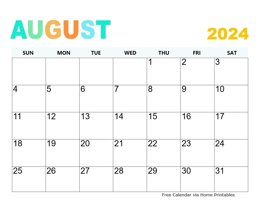 August Printable Blank Calendars Free