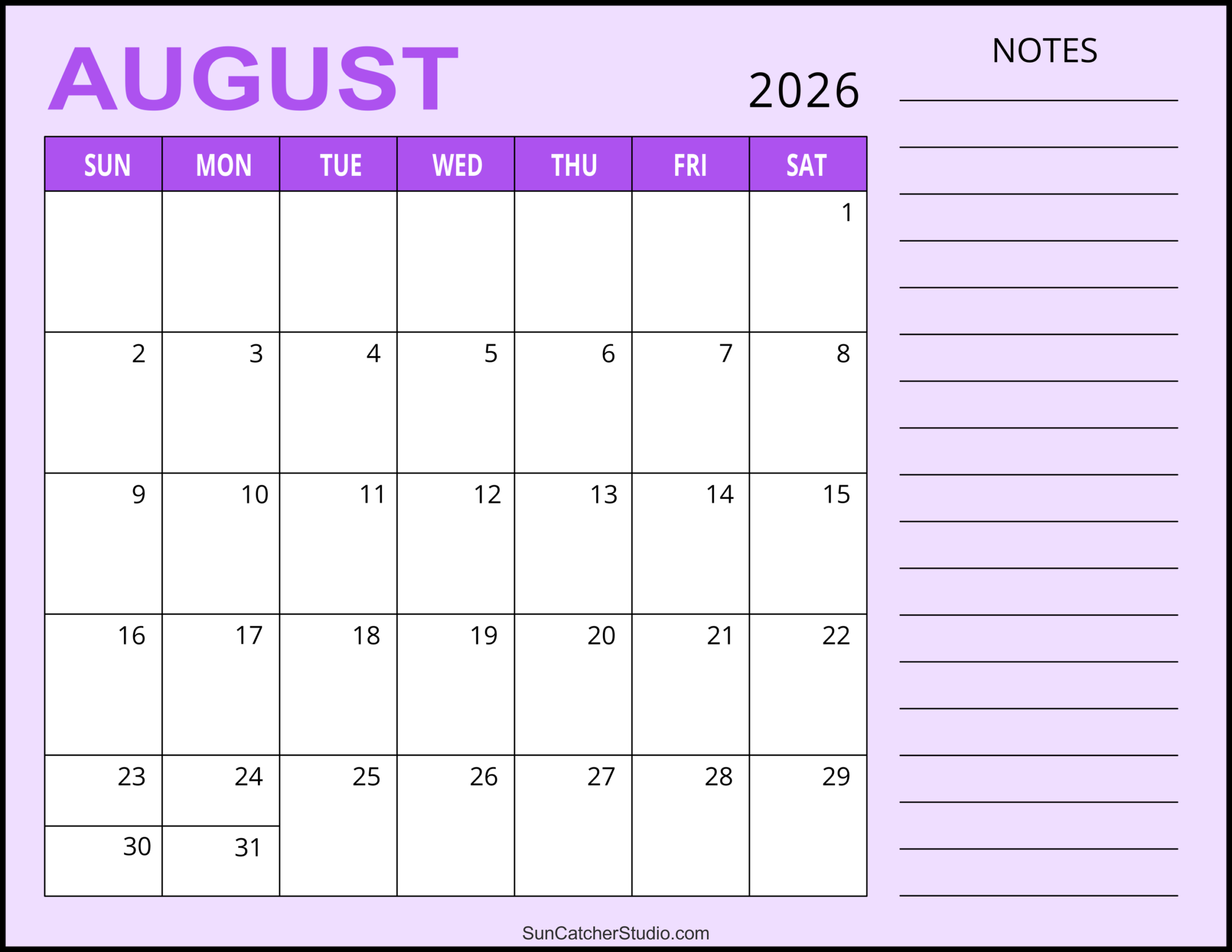 August 2026 Calendar Free Printable Free Printables Lettering 