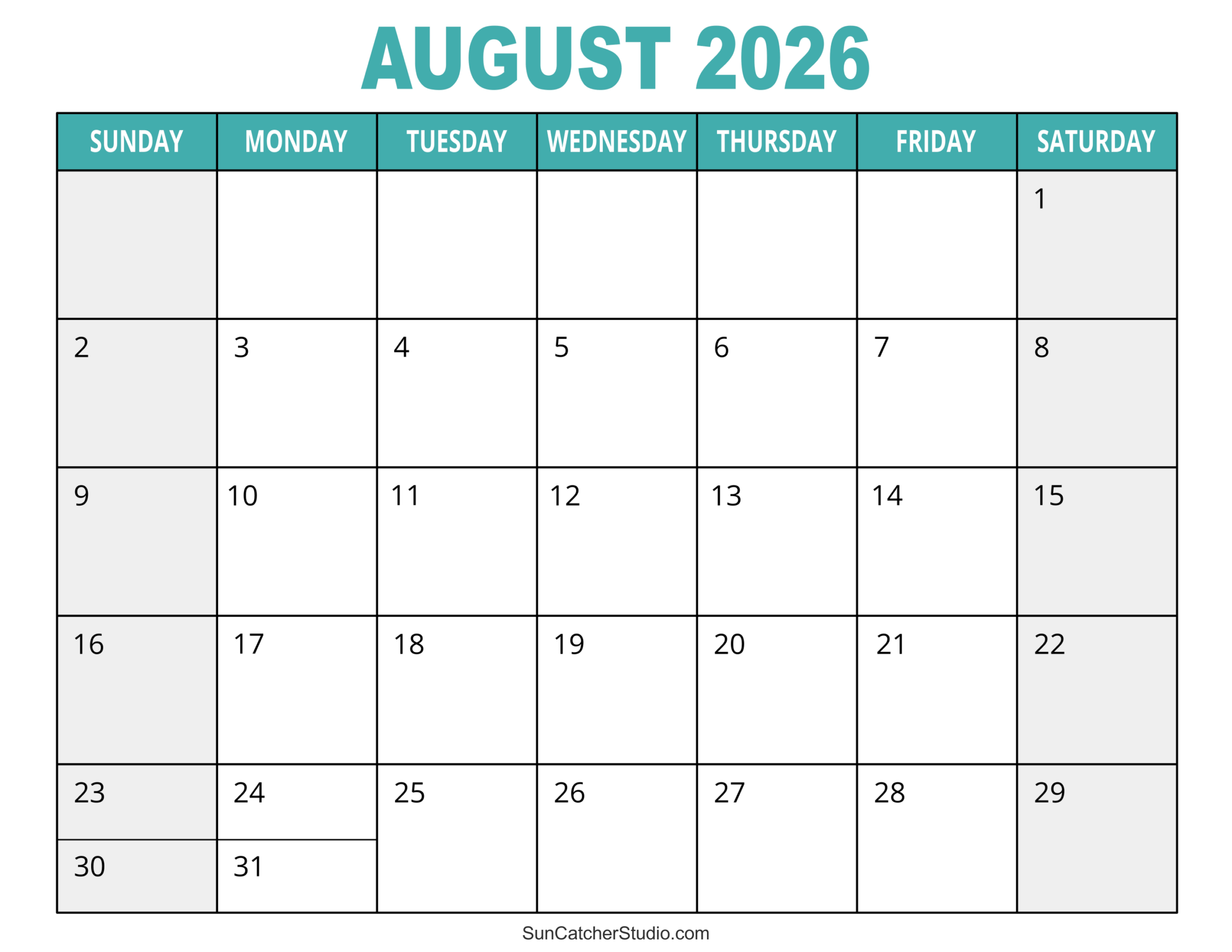 August 2026 Calendar Free Printable Free Printables Lettering 