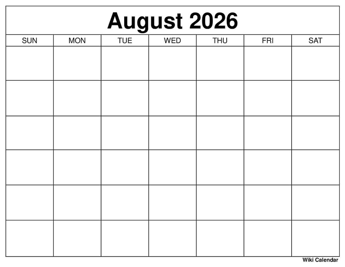 August 2026 Calendar Printable Templates amp More