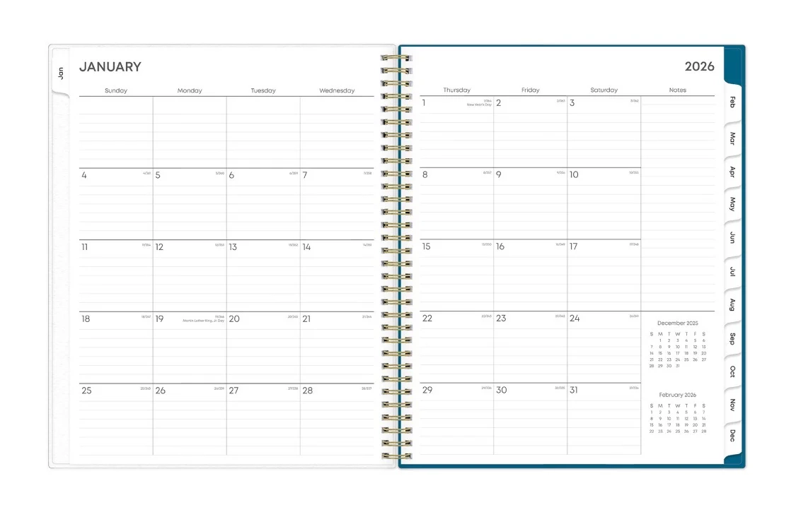 Bakah Blue 2026 Weekly Monthly 8 5x11 Planner Blue Sky