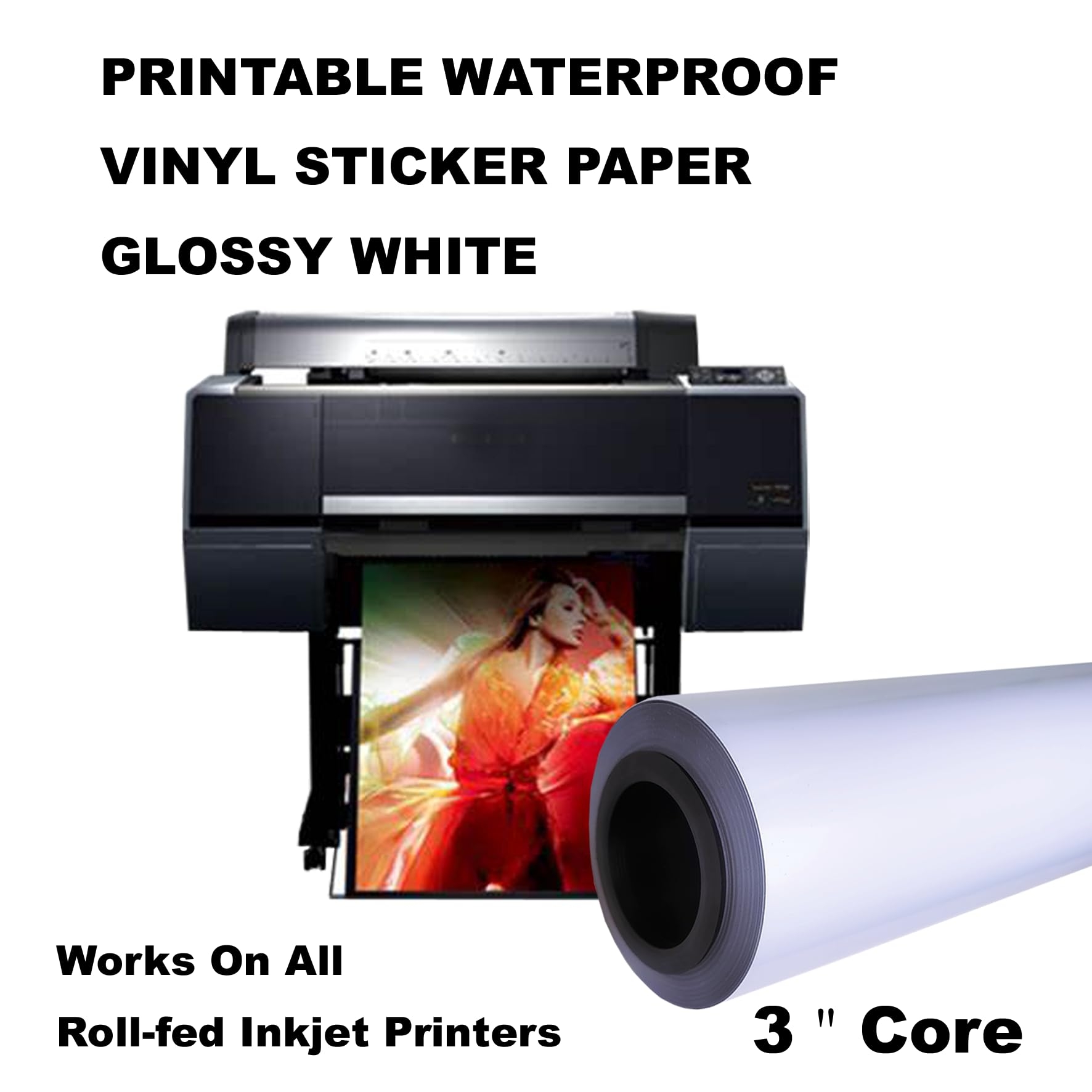 Bedruckbare Gl nzende Wei e Vinyl Aufkleberpapierrolle Gr e 43 