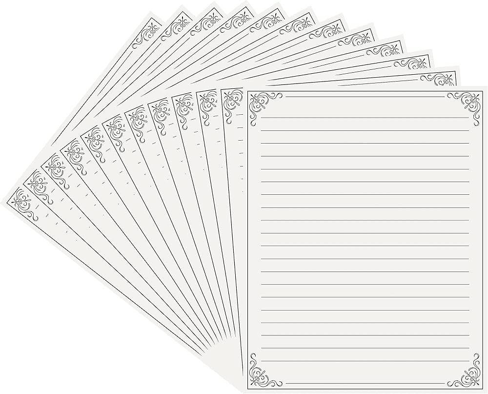 Belle Vous Vintage Letter Paper Lined Pack Of 48 28 X 21 5 Cm Stationery Set Lined Cream Vintage Paper Set For Writing Letters Invitations 