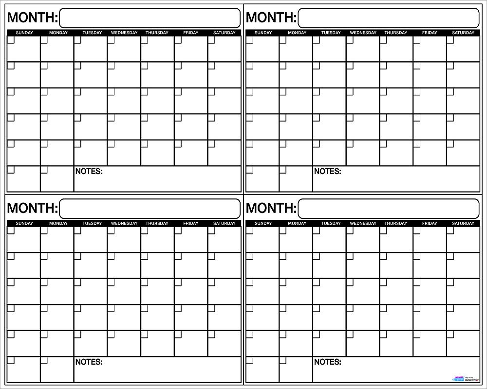 Best Jumbo Laminated Dry Erase Or Wet Erase 4 Month Wall Calendar 
