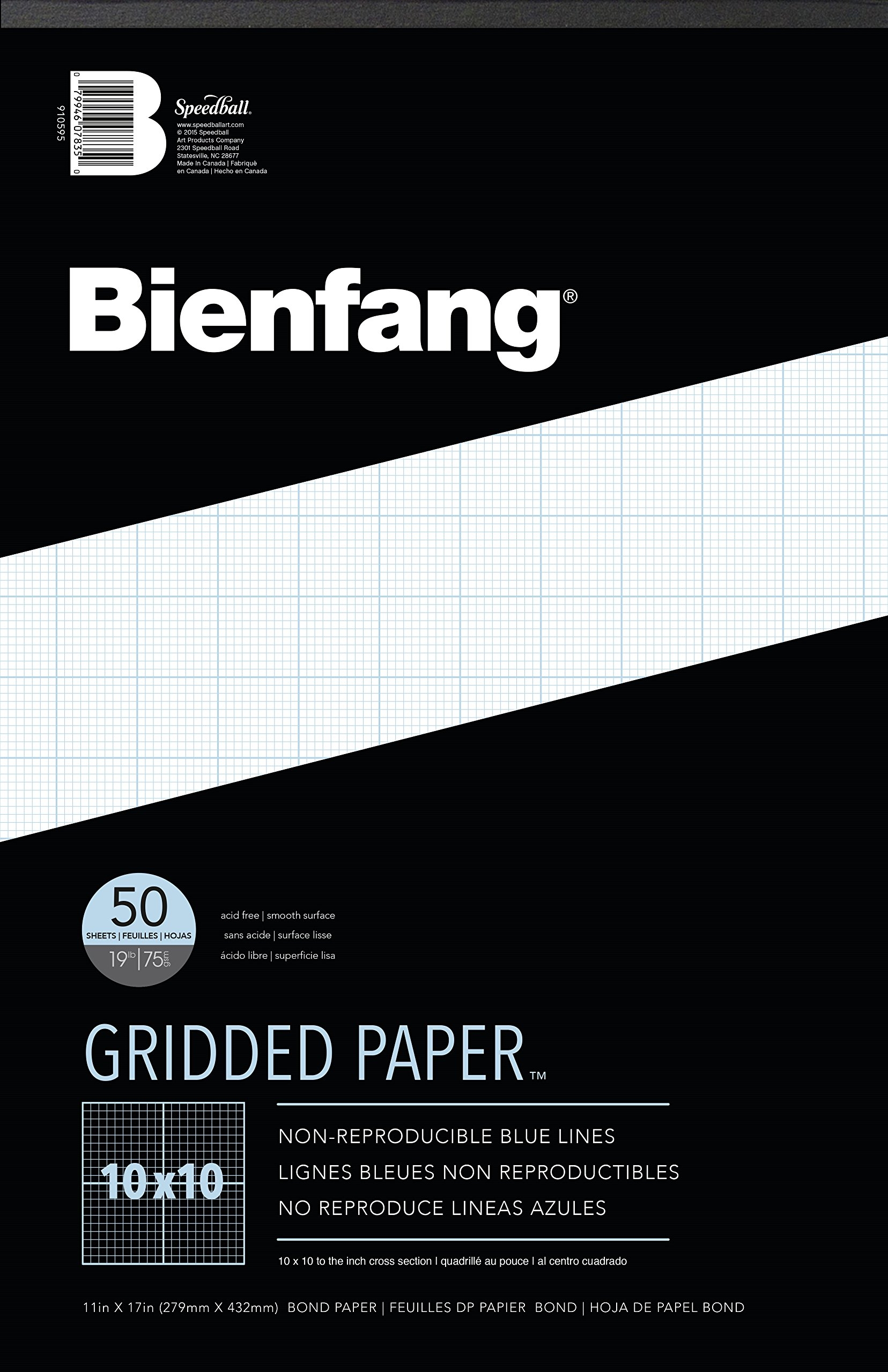 Bienfang Designer Grid Paper Pad 10x10 Cross Section 11x17 