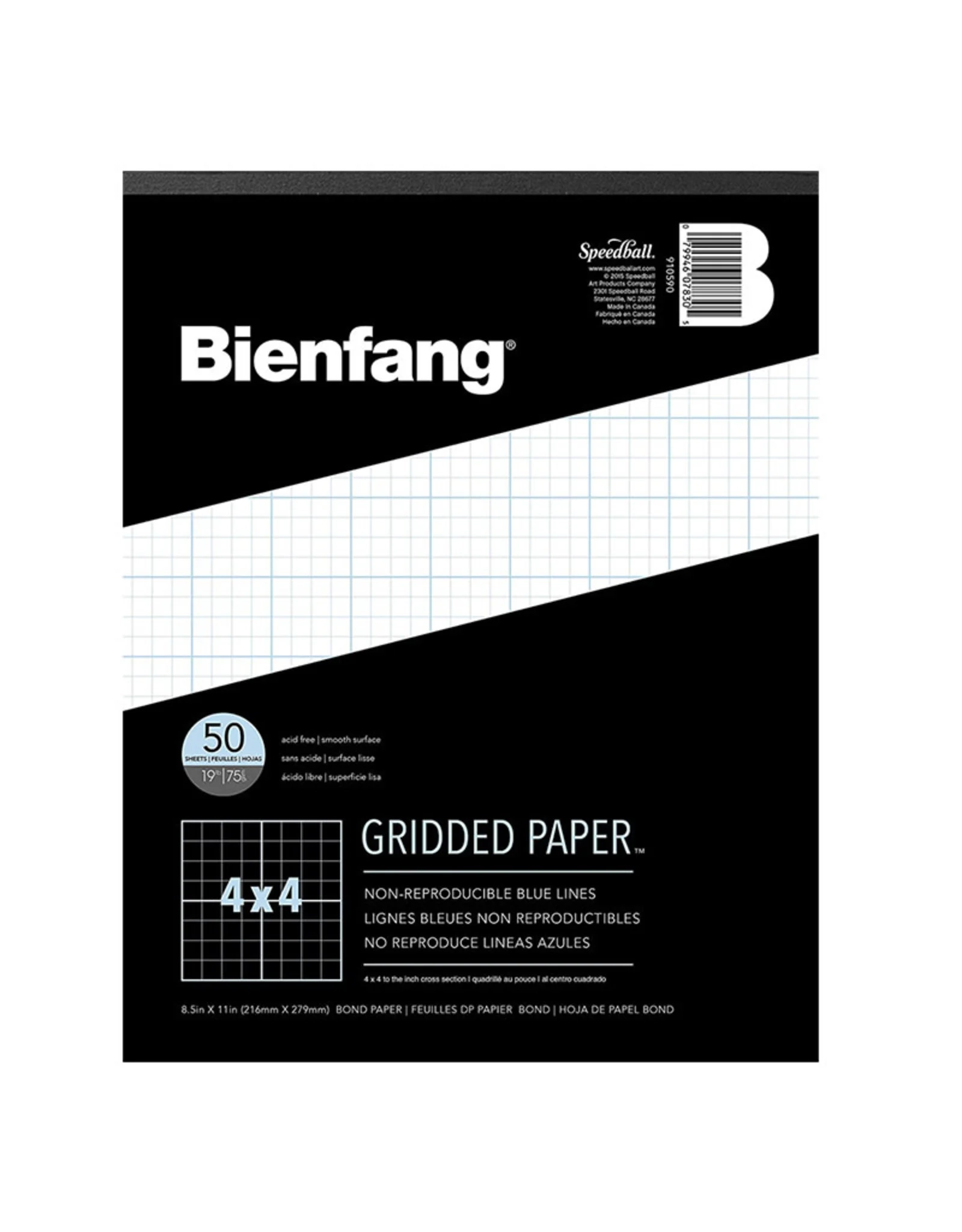 Bienfang Designer Grid Paper Pad 4x4 Grid 50 Sheets 8 X 11 