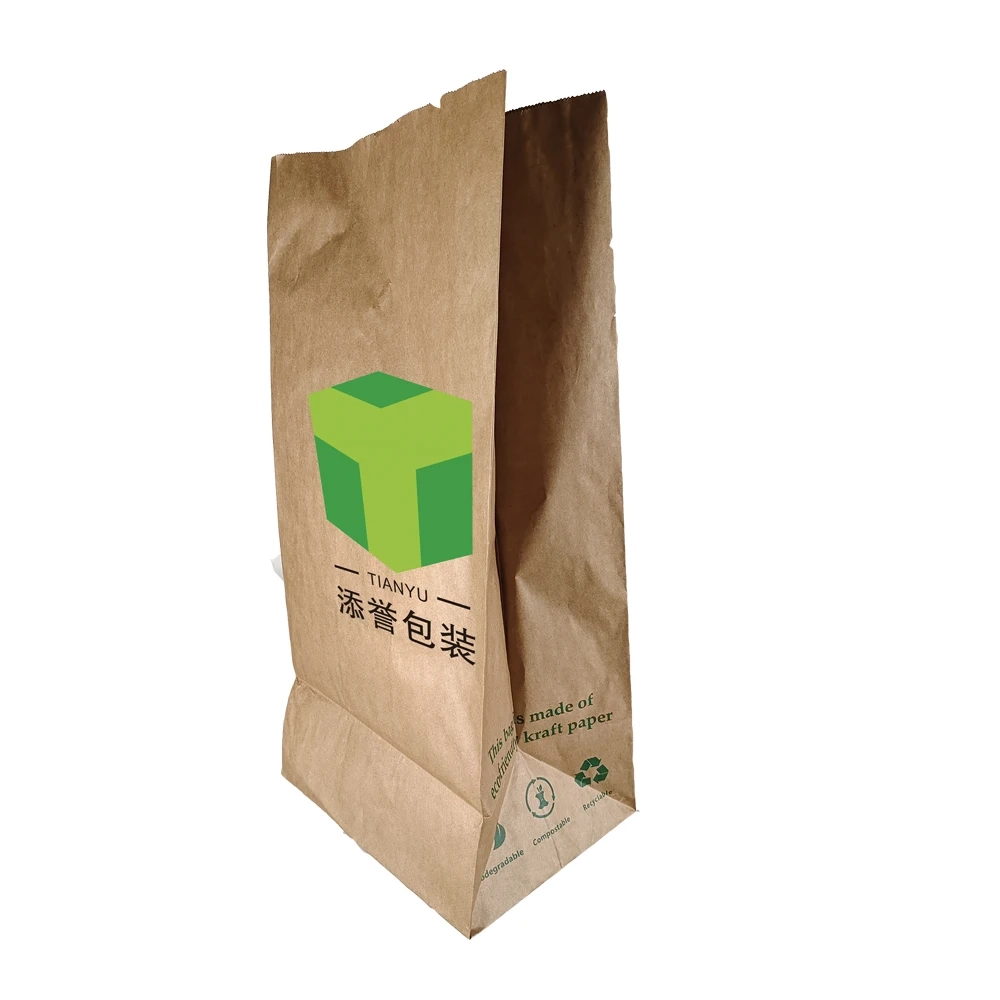 Biodegradable Recycled Brown Wax PLA Lined Kraft Paper Trash Bags For Kitchen Garbage Rubbish Waste