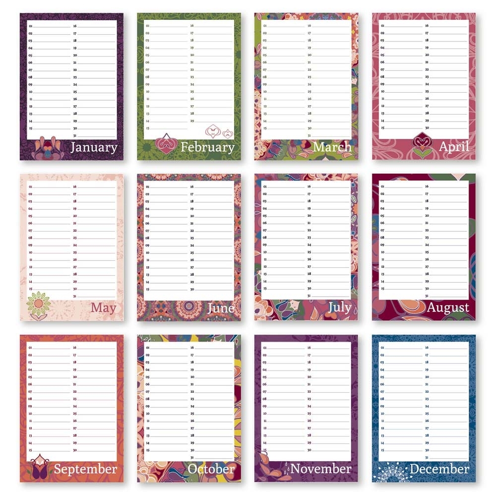 Birthday Table Calendar Mandala