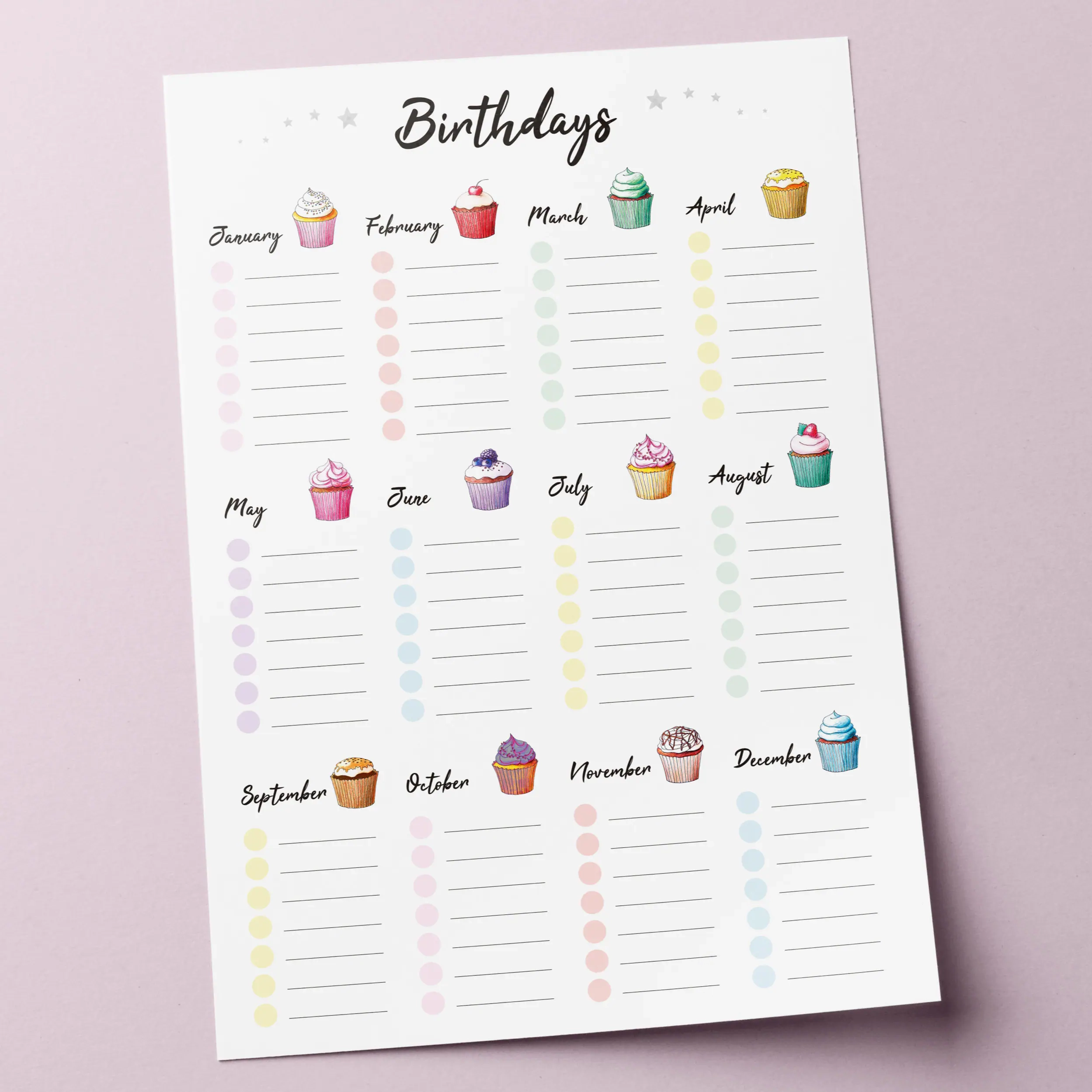 Birthday Tracker Printable Editable PDF US Letter A4 Etsy UK