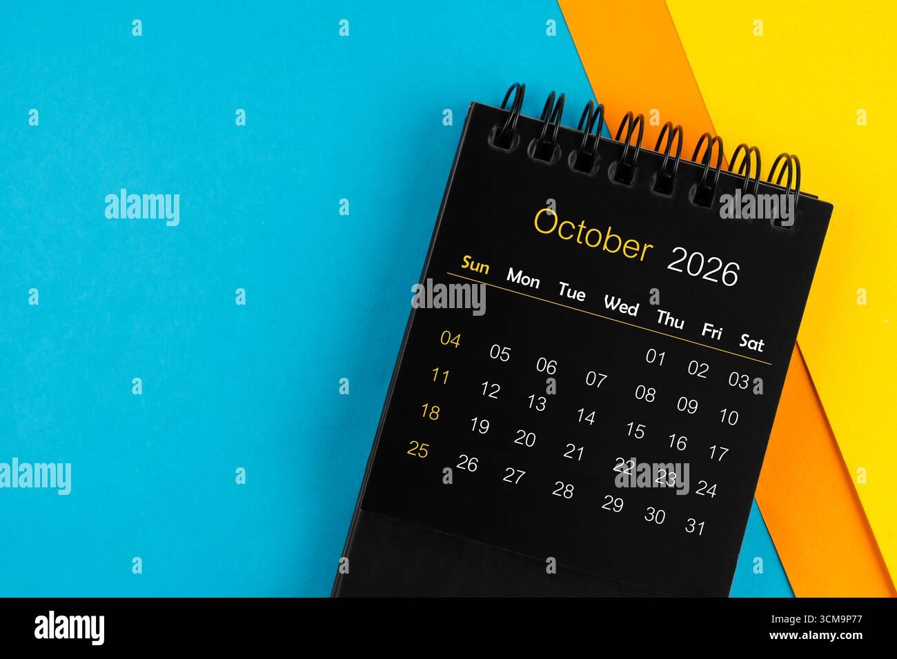Black Calendar For October 2026 On Multi Background Stock Photo 
