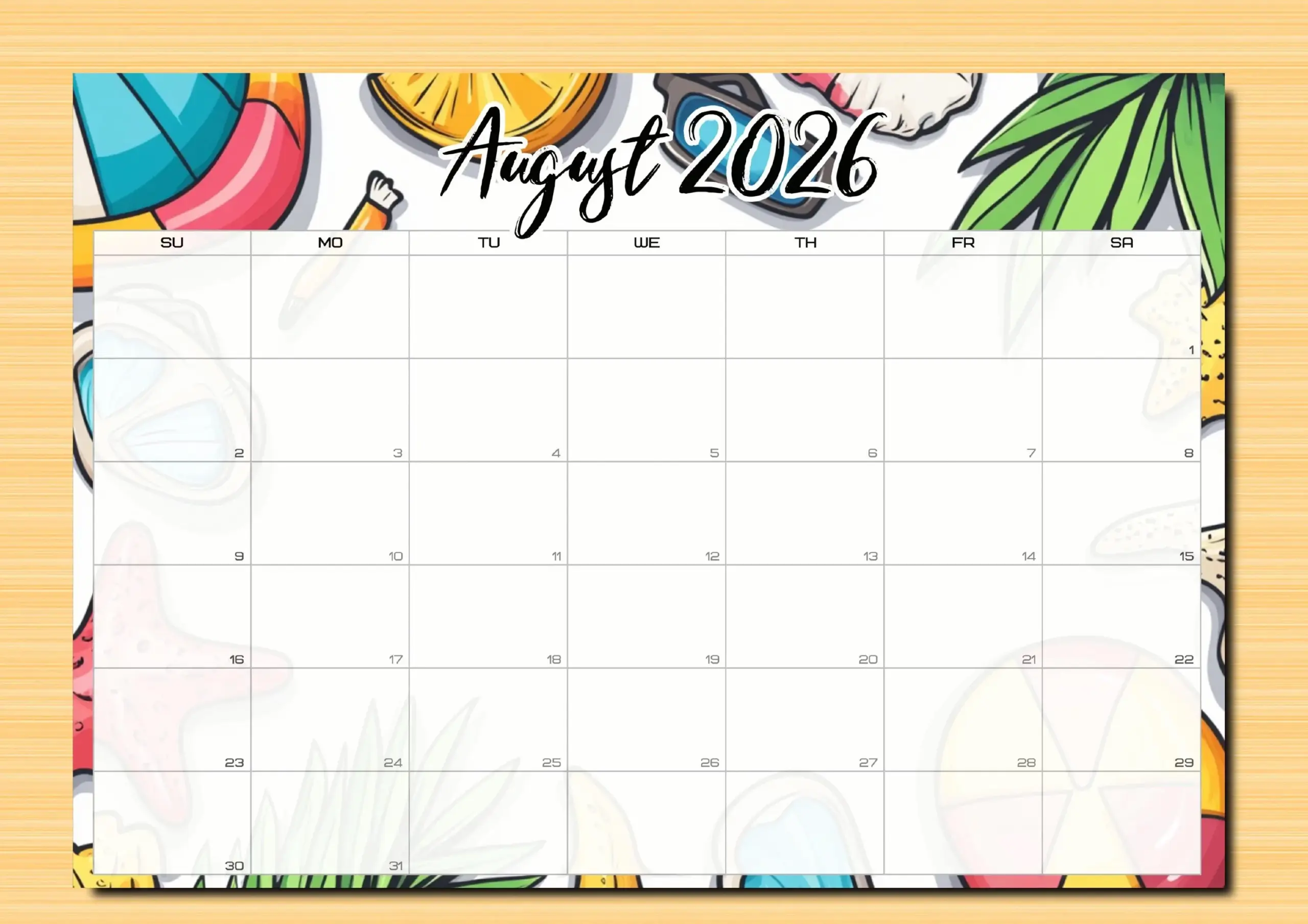 Blank Calendar 2025 2026 august 2025 To December 2026 