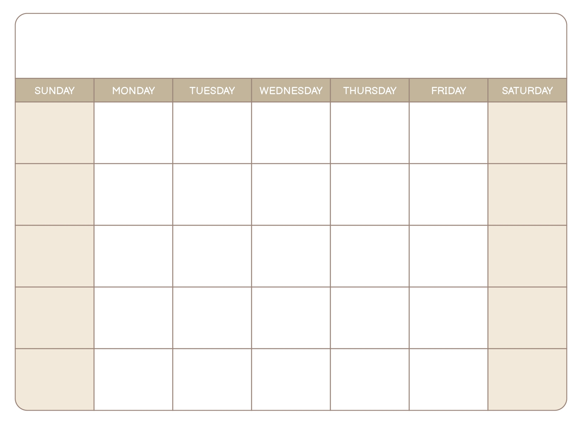 Waterproof Free Printable Blank Calendar
