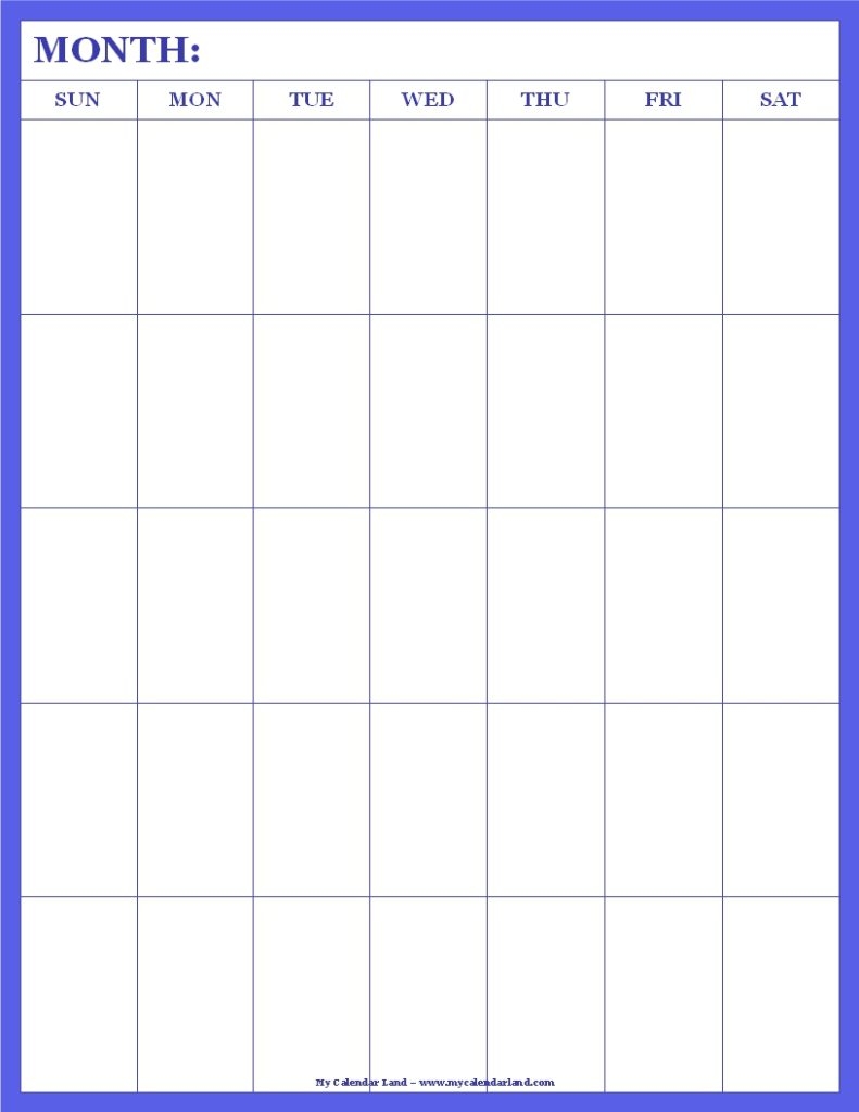 Blank 6 Week Calendar Printable