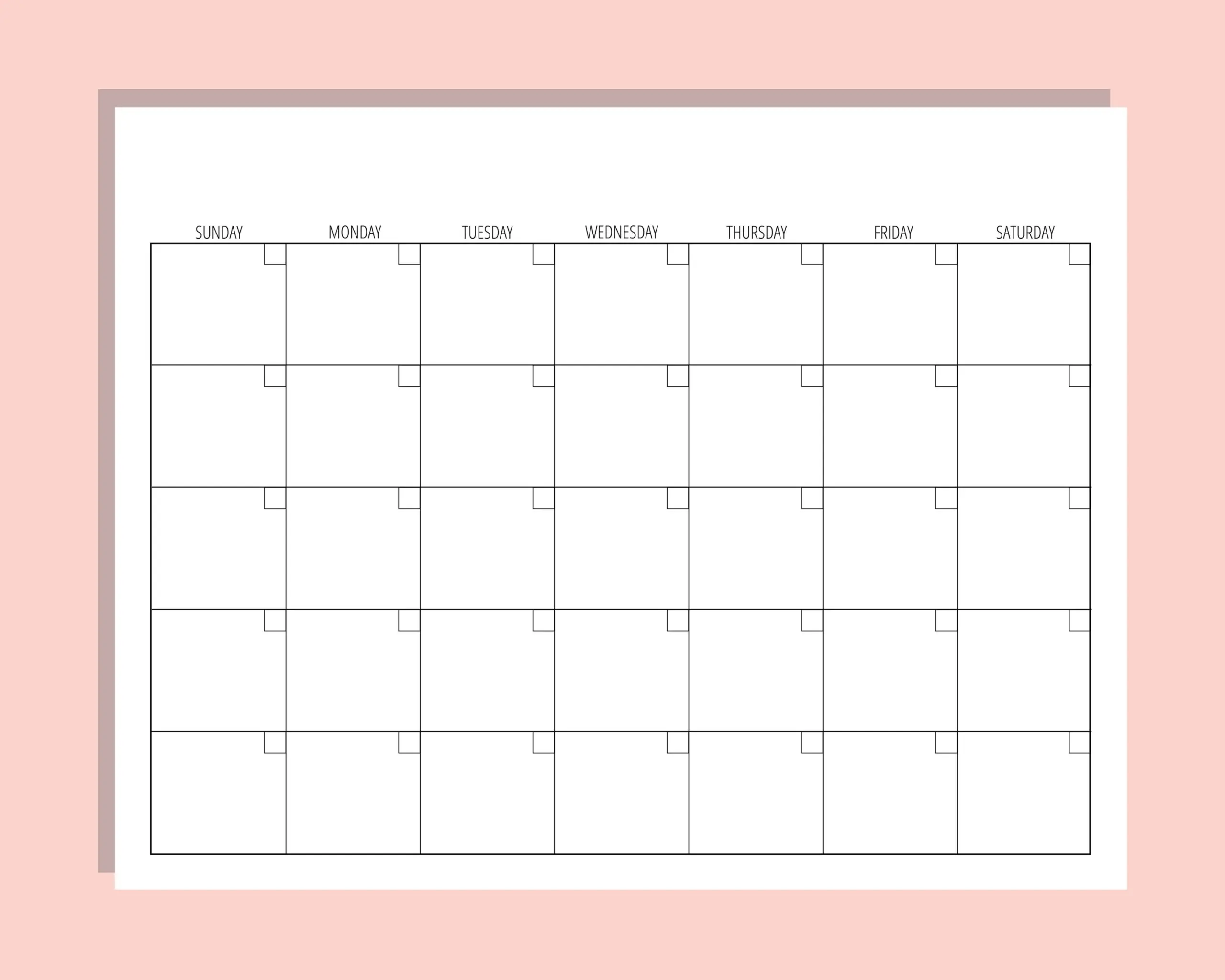 Printable Blank Calendar 5x7