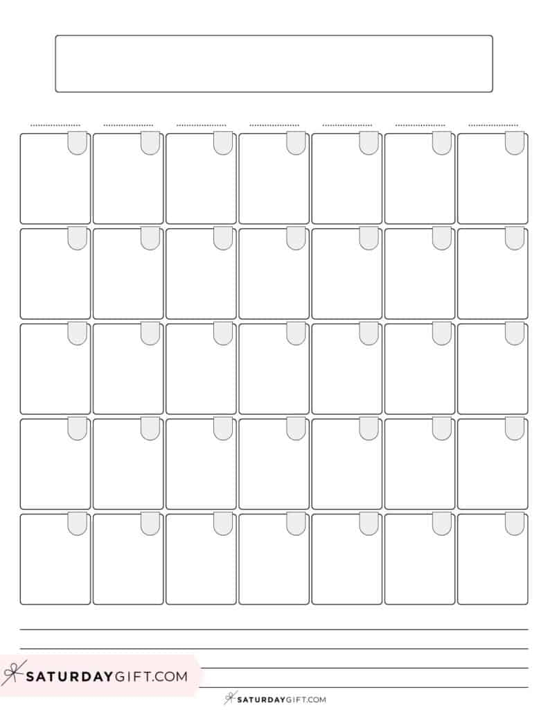 Blank Calendar Templates 29 Cute amp Free Printables SaturdayGift