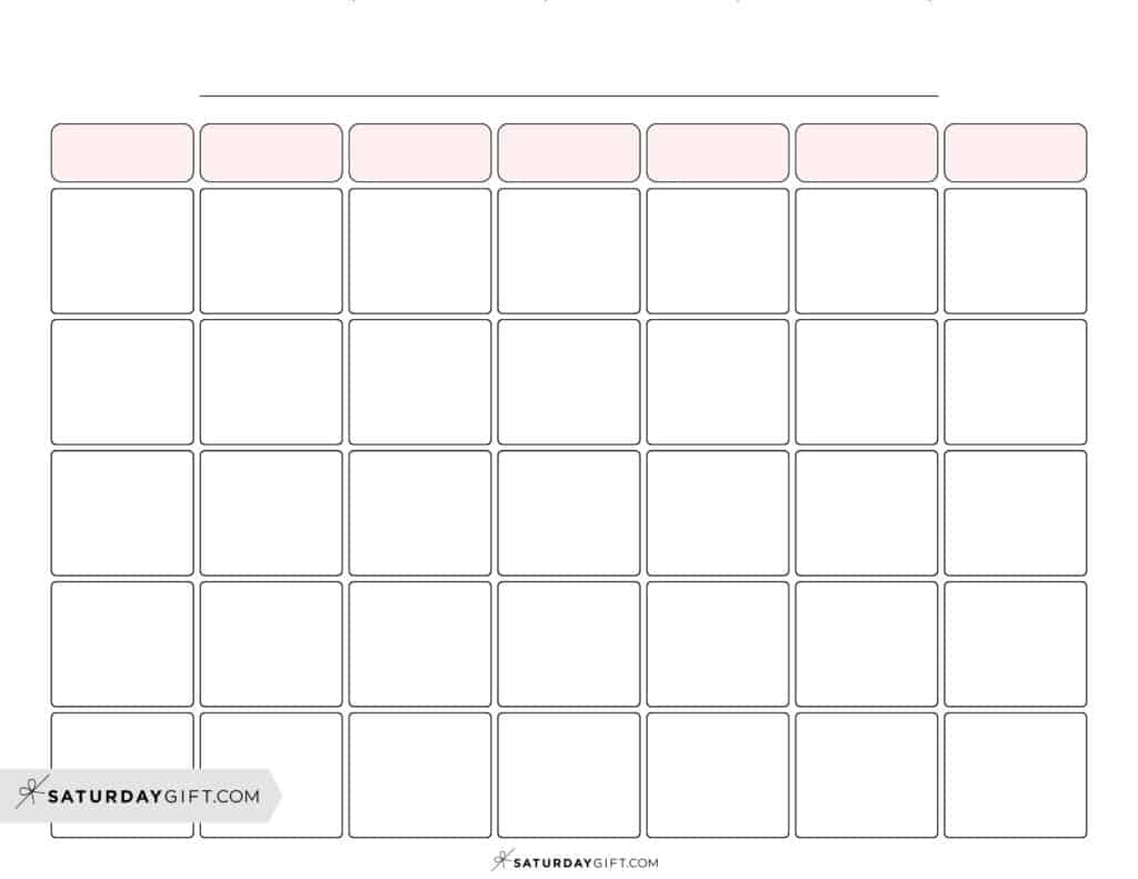 Blank Calendar Templates 29 Cute amp Free Printables SaturdayGift