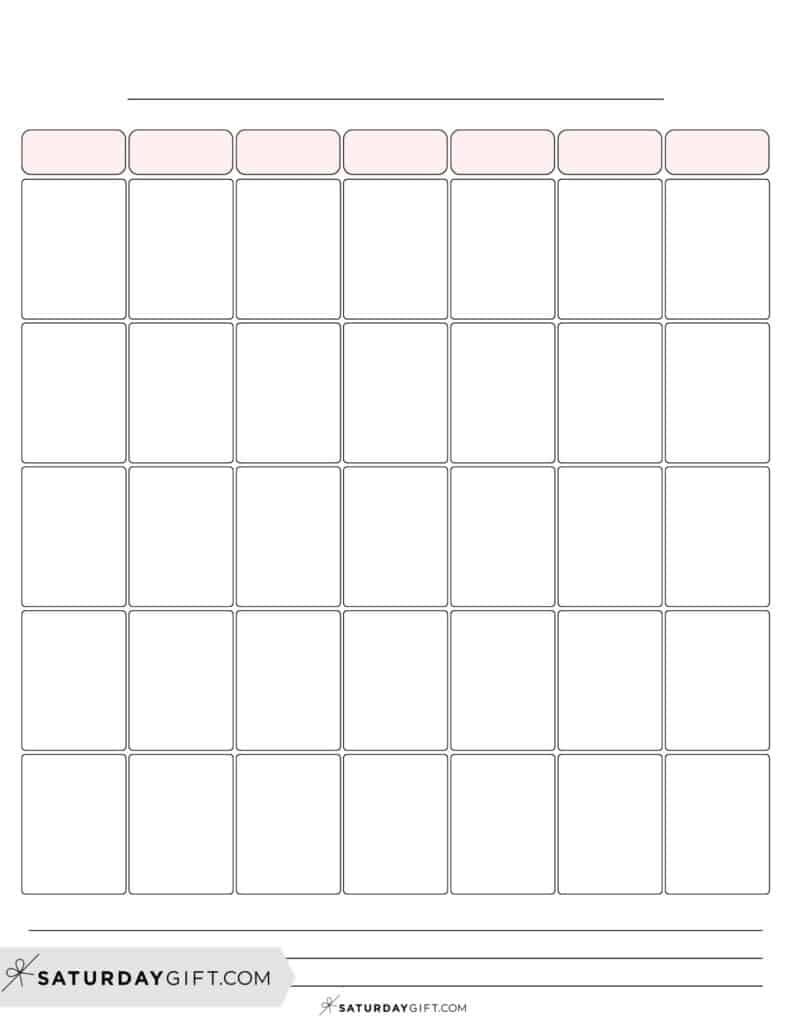 Blank Calendar Templates 29 Cute amp Free Printables SaturdayGift
