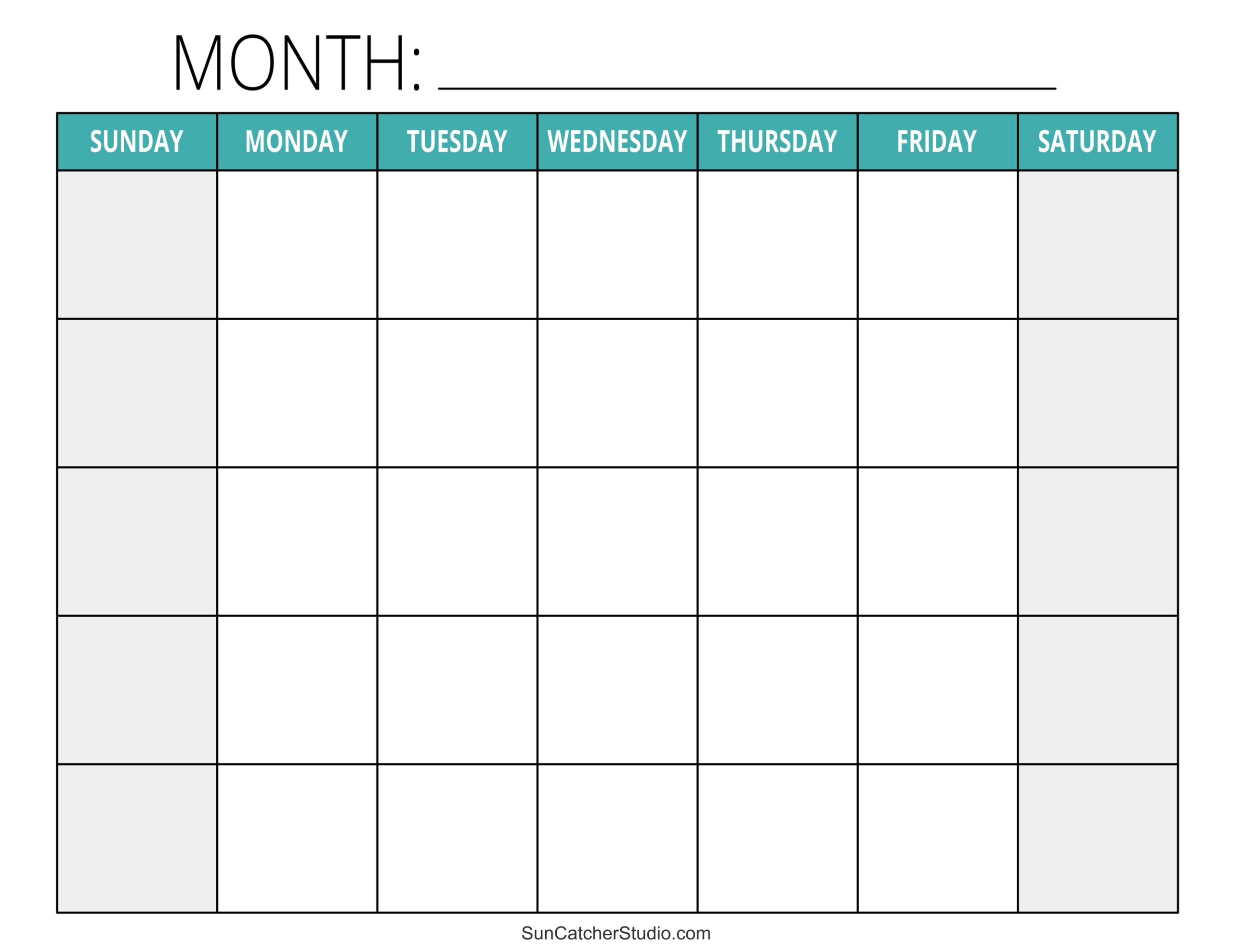 Printable Blank Calendar Sheet