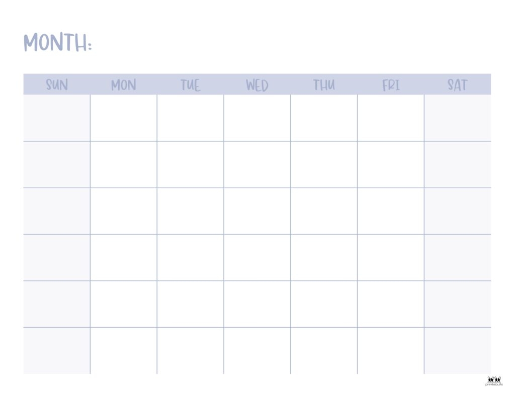Blank Calendar Months Printable