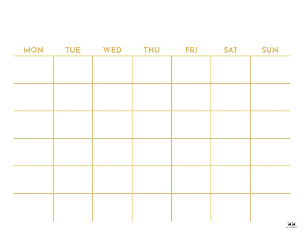 Printable Calendar Blank Starting Monday