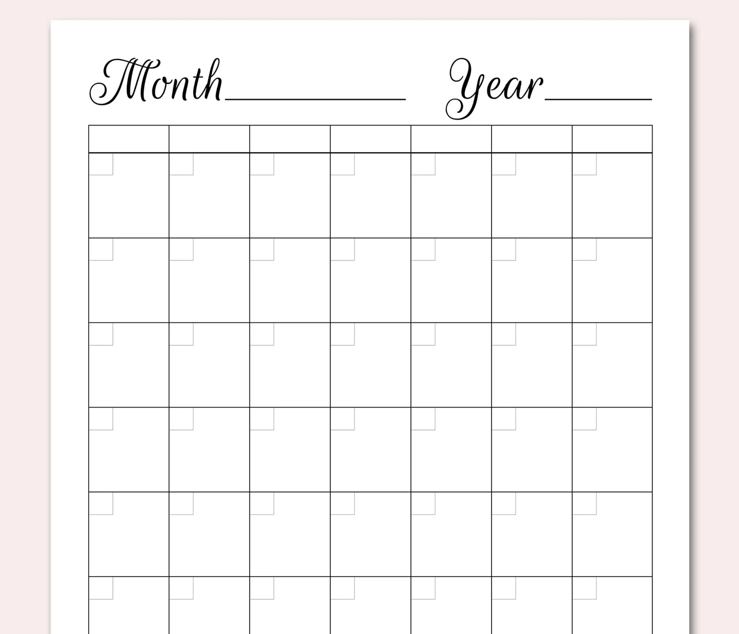 BLANK Kalender Planer Druckbare PDF Undatierter Ewiger Kalender 