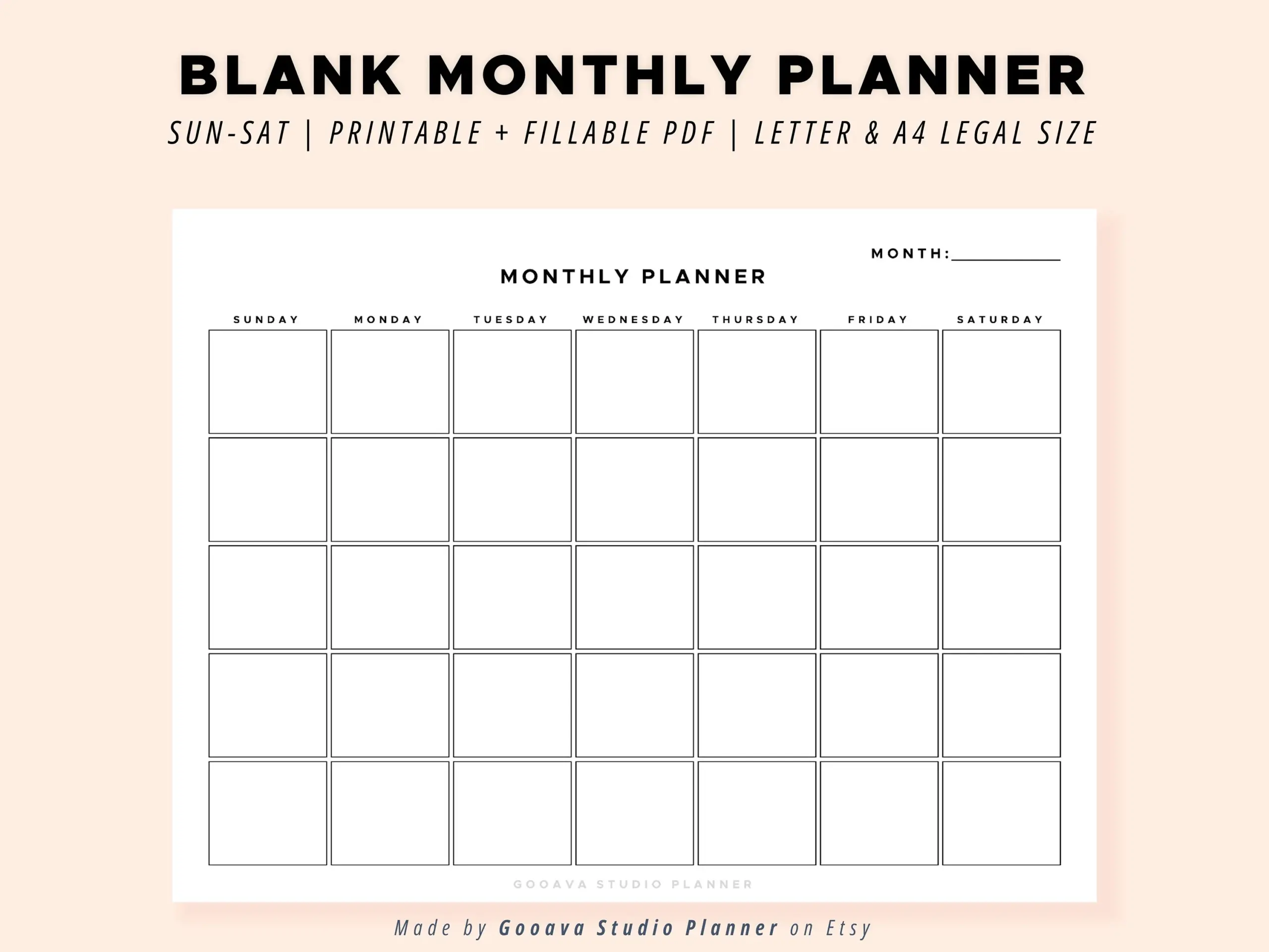 Etsy Calendar Planner