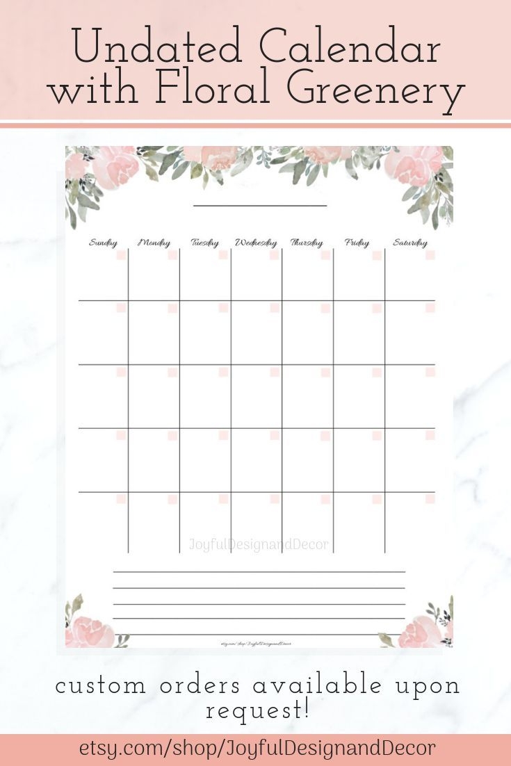 Etsy Printable Calendar Blank