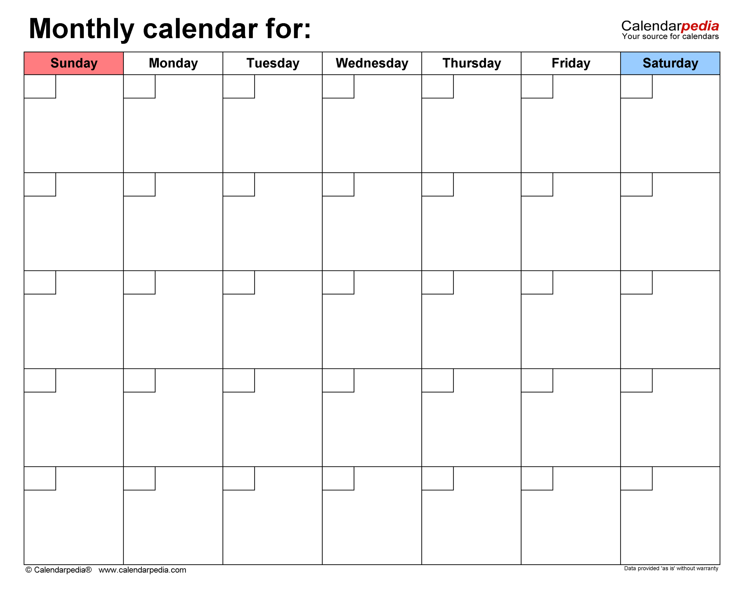 Blank Monthly Calendars In PDF Format 22 Templates