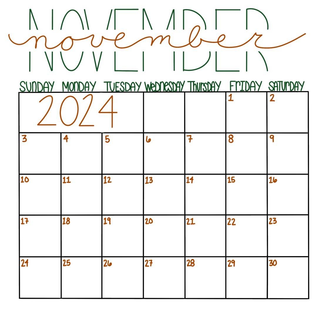 Printabl November Calendar
