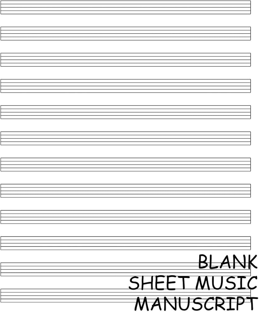 Blank Sheet Music Manuscript Music Sheet Music Manuscript Musician s Notebook Staff Paper Writing Pad 12 Lines Per Page 12 Stave Letter 