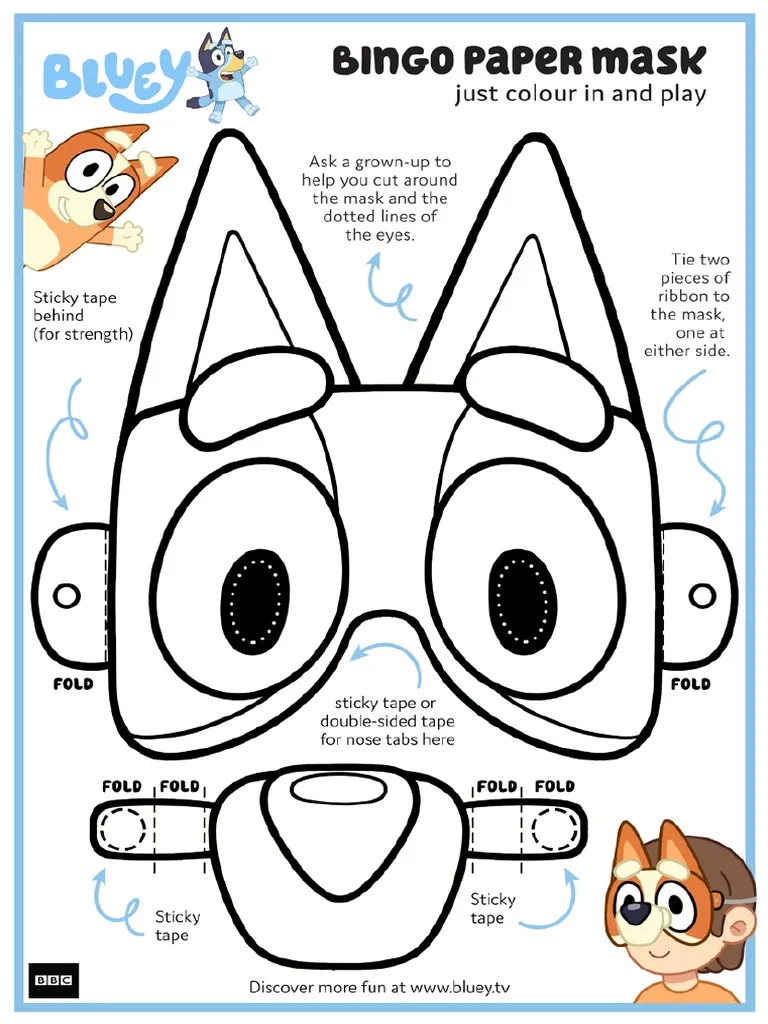 Bluey Paper Mask Template PDF