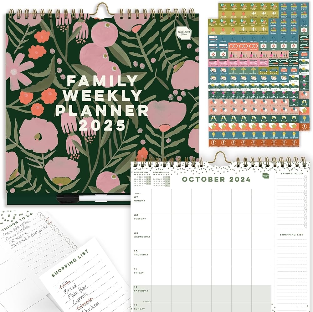 Boxclever Press Family Weekly Planner 2024 2025 Wall Calendar 