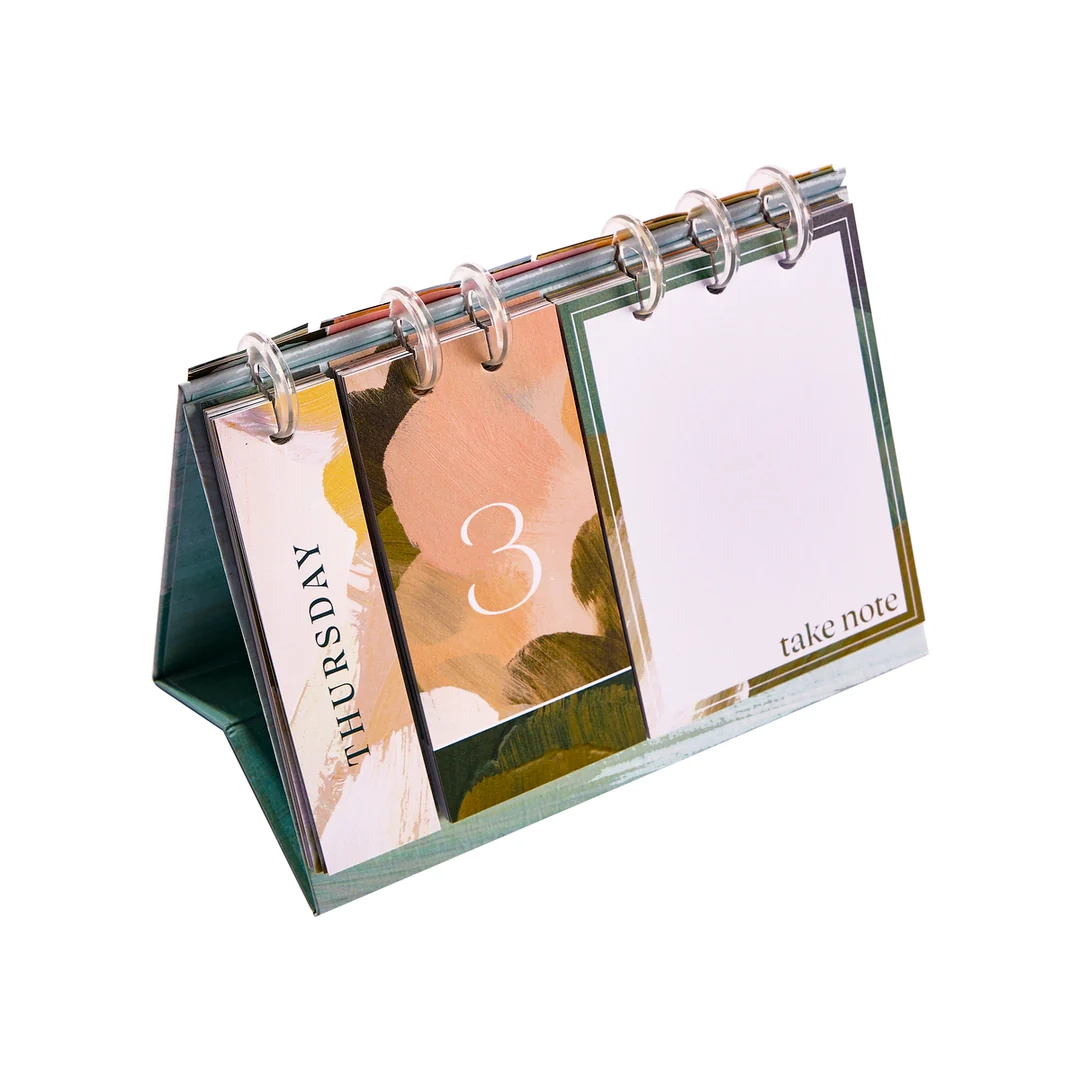Brushstroke Florals Disc Bound Standing Desk Calendar