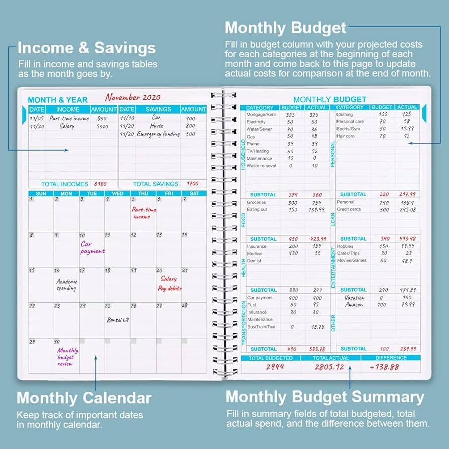 Budget Planner amp Monthly Bill Organiser With Pockets Spend Tracker 