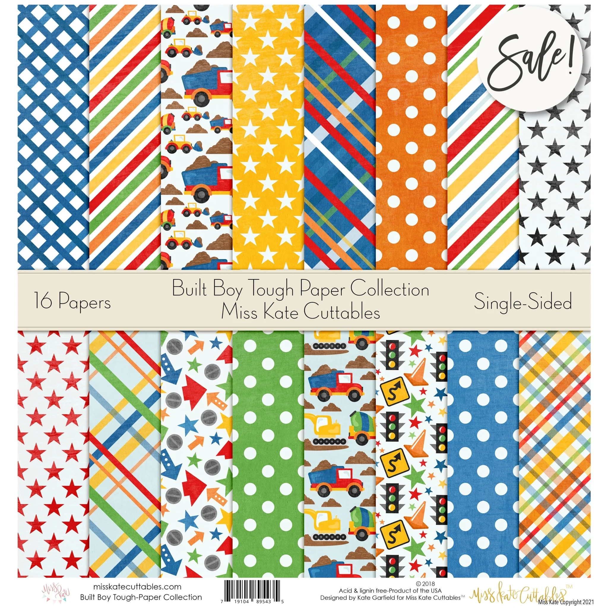 Built Boy Tough Scrapbook Paper Pack MISS KATE